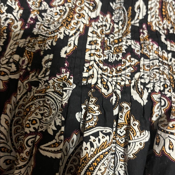 Anthropologie Eula Pintucked Skirt Paisley Black White ochre mini  XS - Picture 5 of 8